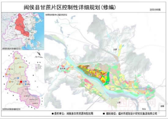 闽侯甘蔗片区控规公布:面积14.28km642;,可容14.9